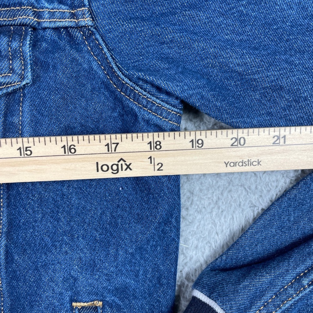 Levis Trucker Denim Jacket Womens‎ Medium Blue Varsity Stripe Ribbed Trim Cotton - Picture 8 of 12
